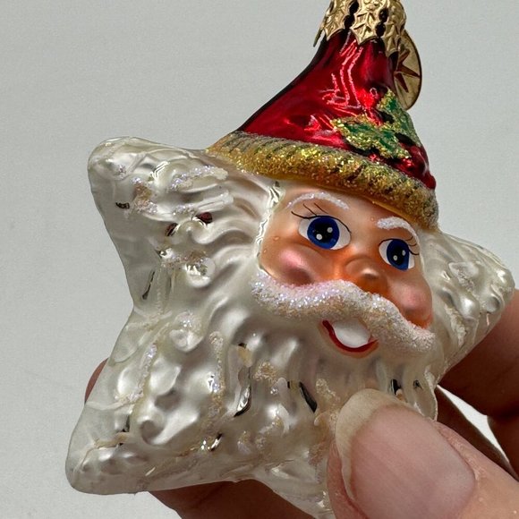 RED Christopher Radko Shine On Santa Star Glass Christmas Ornament Lil Gem Santa - Picture 4 of 9
